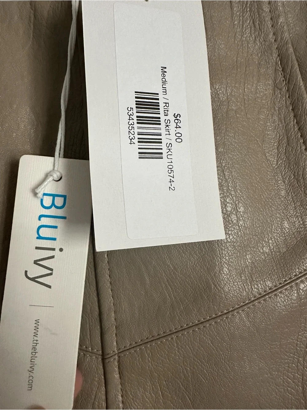 Bluivy Taupe Faux Leather Mini Skirt
